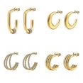 thumbnail image 1 of Pendientes de acero de titanio Yashi estilo europeo y americano en forma de C 4 pares, 1 of 5