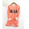 thumbnail image 2 of Ichuanyi Womens Fall Tops, Women Thick Faux Fleece Thanksgiving Sweatshirt Christmas Print Velvet Warm O-neck Underwear Top, 2 of 6