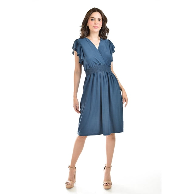 Vestido manga con volantes Roman Fashion /Juvenil, 8867-SO (Azul petroleo) azul petroleo G