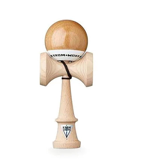 KROM Original Pro Kendama Made of Wood for Beginners and Advanced Players - POP LOL Natural Look - Skill Game for Outdoors and Indoors - Wooden Toy with Cord and Ball
