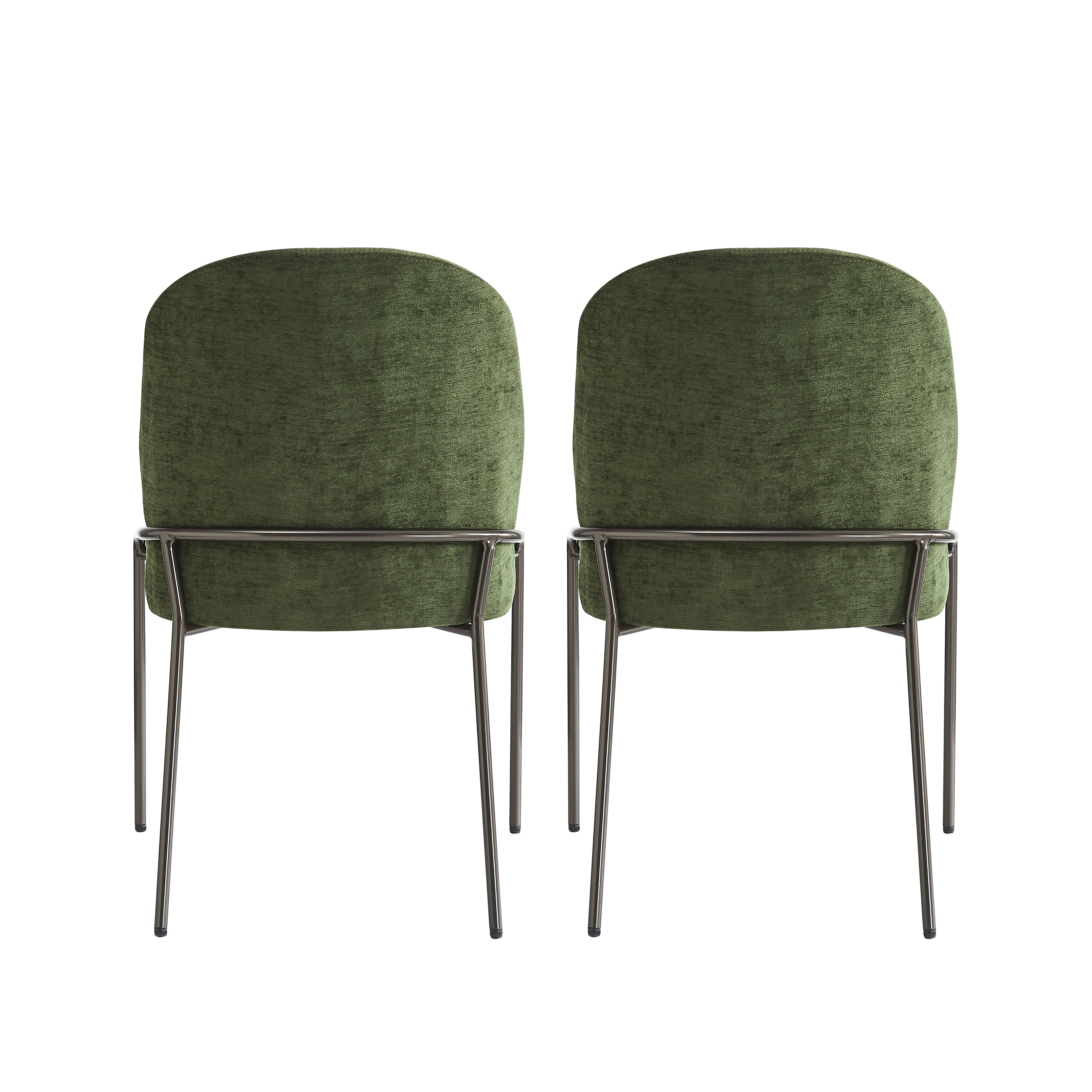 Euroco Upholstered Dining Chairs Set of 2, Mid Century Modern Kitchen Chairs with Cushion Seat and Iron Frame, Side Chairs for Home Office, Living Room, Dining Room,Green