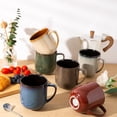 thumbnail image 1 of Juego de 6 tazas de café de cerámica, tazas de café grandes de porcelana con mango grande para café con leche, capuchino, leche, cacao | Juegos de tazas, 1 of 4