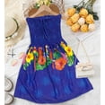 thumbnail image 5 of HAPPY BAY Women's Summer Boho Beach Smocked Mini Flowy Dress Tube Top Strapless Dresses for Women One Size Leaves, Blue, 5 of 5