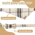 thumbnail image 3 of CHERPET Leather Small Dog Collar and Leash Set - Plaid Bow Tie & Bandana Cute Dog Collar with Bell, 3 of 7