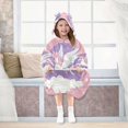 thumbnail image 7 of Wearable Blanket with Sleeves and Pocket Oversized Hooded Sweatshirt 3-14 YR Flying Unicorn with Wings S, 7 of 7