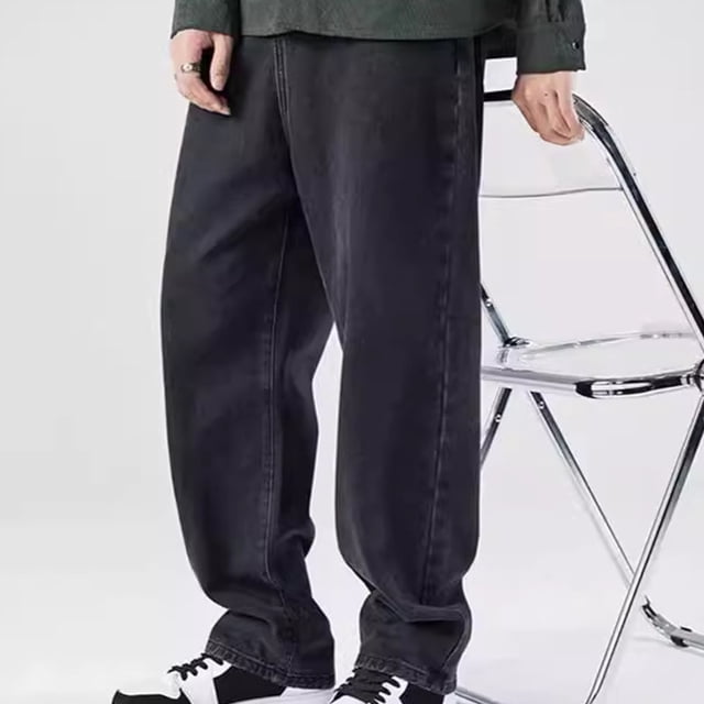Pantalones vaqueros largos para hombre, casuales, de color sólido, con bolsillos, cómodos, de pierna recta, de poliéster