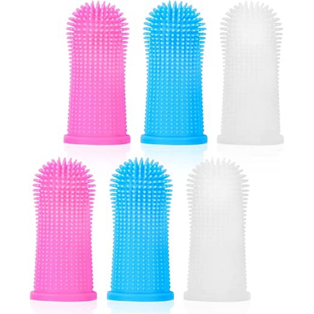 Juego de 6 cepillos de dientes para perros, de silicona de 360° para limpieza dental, cuidado de mascotas, cepillo de dientes de dedo para cachorros, gatos y animales pequeños.