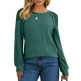 thumbnail image 3 of UVN Blouses for Women Casual Long Sleeve Shirts Dressy Hollow Out Lace Button Tops Fall Lightweight Pullover, 3 of 8