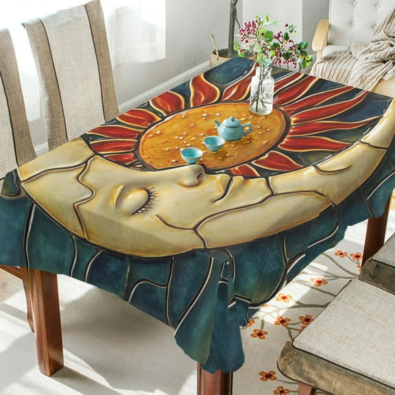 BZSMCE Square Tablecloth Sleep Moon Pattern Tableclothes