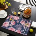 thumbnail image 3 of Pioneer Flower Floral Print Pattern Summer Placemats Table Placemats Set Of 6-Linen Kitchen Washable Placemats Table Mats 12x18 Inch Non-Slip Heat Resistant, 3 of 5