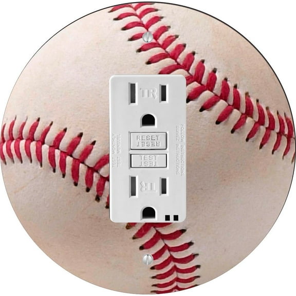 Baseball Design - Round Light Switch Plate Cover - GFI