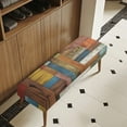 thumbnail image 4 of POLERO Color Wooden Patchwork Bench Seat Cover Christmas Decoration Washable Bench Cushion Cover with Elastic Band Rectangle Seat Protector for Bedroom, Living Room, Patio, 4 of 7