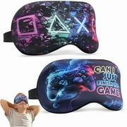 wonima66 2 Pcs Sleep Mask for Kids Boys, Silk Eye Covers for Sleeping, Adjustable Strap & Light Blocking Design, Adult Children's Bedtime Blindfold for Travel and Home Use (2 Pcs Game Mask-Pattern 3)