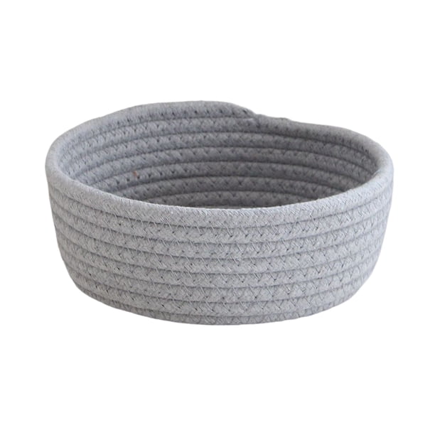 Injueey Hermosas cestas de almacenamiento de cuerda de algodón, caja organizadora de escritorio tejida, comida, verduras, juguetes para Almacenamiento y organización del hogar Gris 20*20*8 cm/0.16 kg