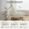 thumbnail image 3 of Futon Sofa Bed, 4 in 1 Convertible Sofa with Adjustable Backrest, 71" Teddy Plush Fabric Loveseat Sleeper Couch for Living Room, Apartment, Office, Beige, 3 of 5
