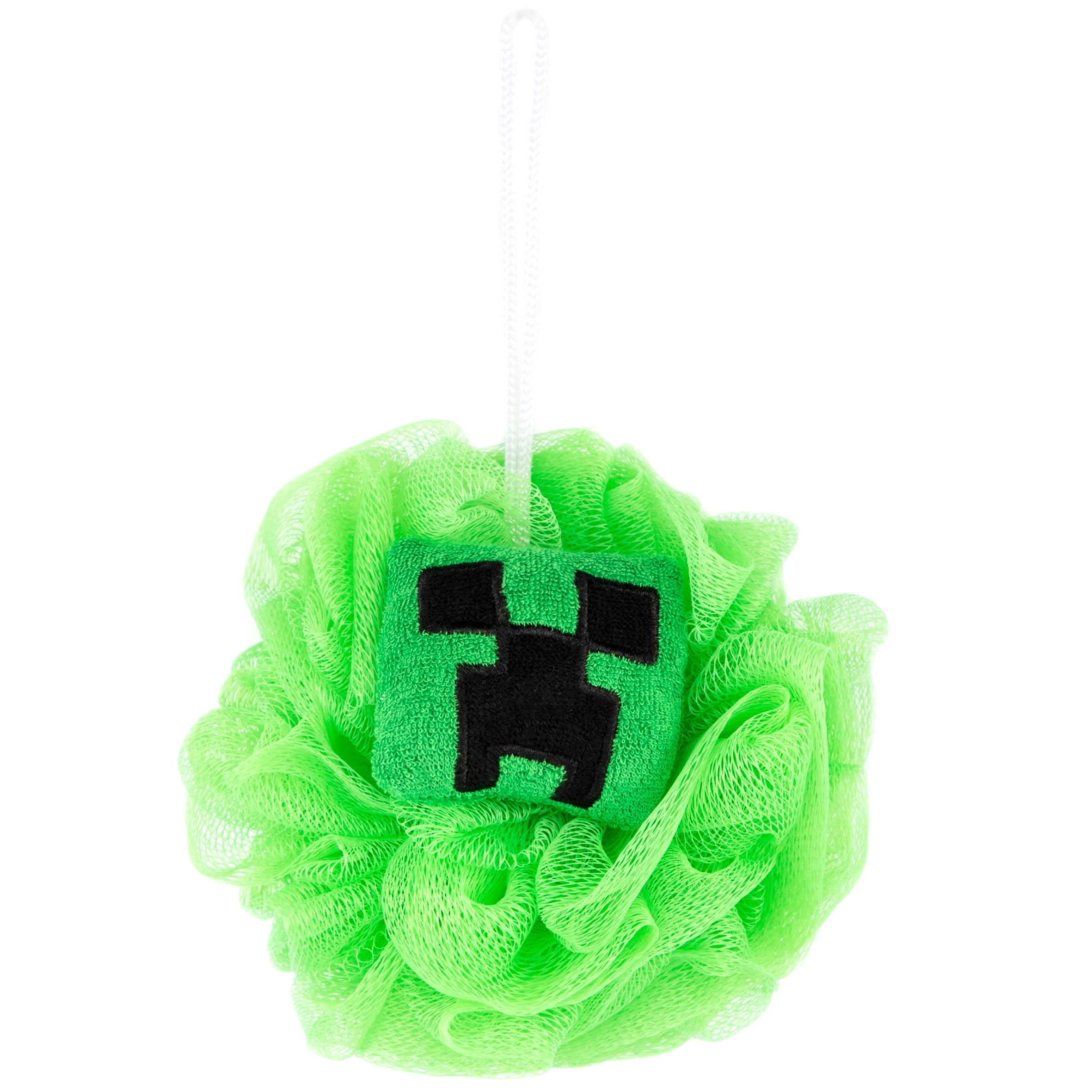 Minecraft Oversized Kids 100% Cotton Towel and Character Loofah Set, Green, Mojang