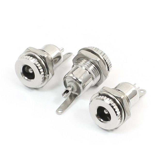 2.1mmx5.5mm DC Prise de Courant Connecteur Femelle Fileté 3 Pcs