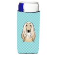 thumbnail image 1 of Aisladores De Bebidas Checkerboard Blue Afghan Hound Ultra Para Latas Delgadas Bb1182Muk, 1 of 1
