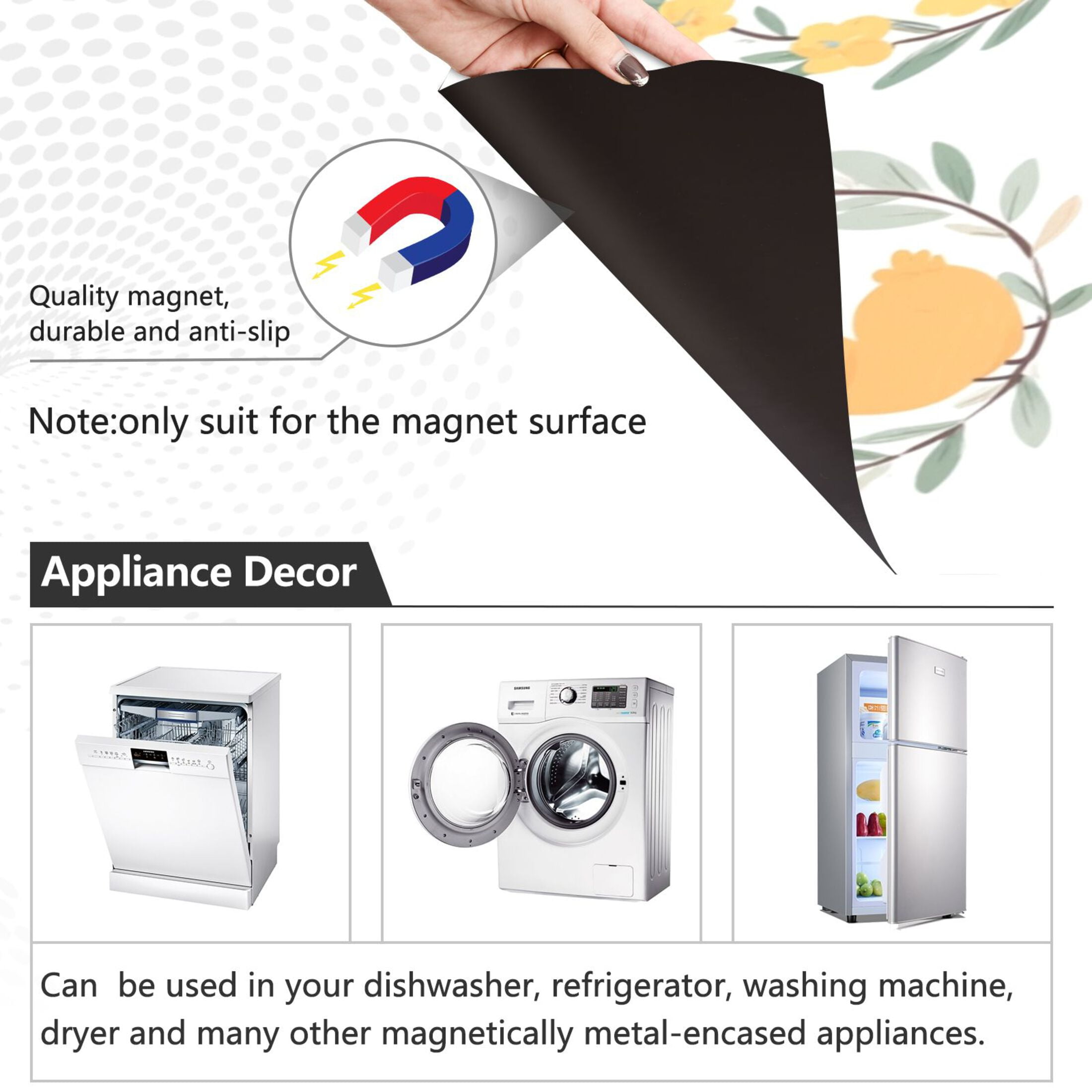 Dishwasher Magnetic Sticker 23x26 Inch Refrigerator Magnetic Sticker Washing Machine Magnetic Sticker Kitchen Panel Magnetic Sticker Home Decor Cartoon Easter Elements