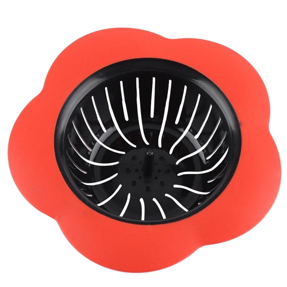 LAZIOEGR 4.7" Red Flower‑Shaped Plastic Sink Strainer – Easy‑Clean, Anti‑Clog Drain Stopper for Kitchen, Bathroom & Shower