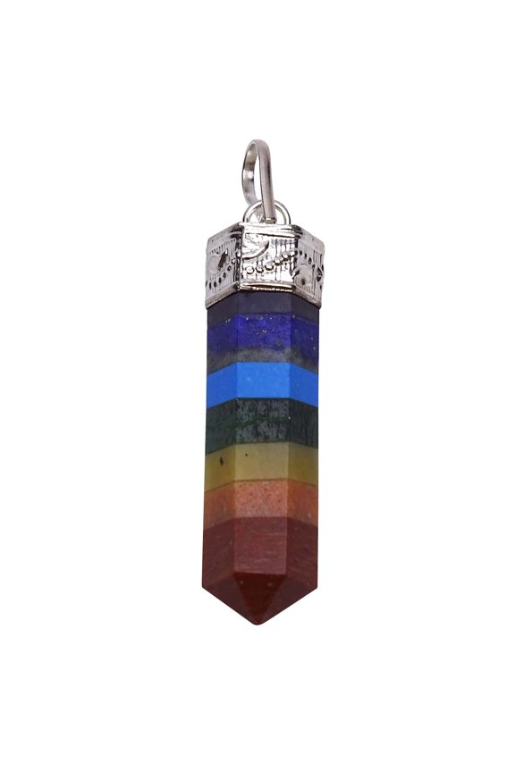 Multistone 6 Sided Pencil Reiki Healing Stone Gemstone Spiritual Wand Pendant