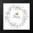 thumbnail image 2 of Coulter, Cynthia 15x15 Black Modern Framed Museum Art Print Titled - Bee Sentiment Wreath I-Happy, 2 of 5