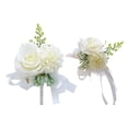 thumbnail image 2 of Boutonniere de Ramillete de Muñeca Sunnimix Hecho a Mano para Fiesta de Boda Blanco, 2 of 6