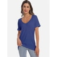 thumbnail image 3 of Women's V-Neck T-Shirt - Casual Short Sleeve Loose Fit Tee - Soft Comfortable Basic Top, 3 of 6