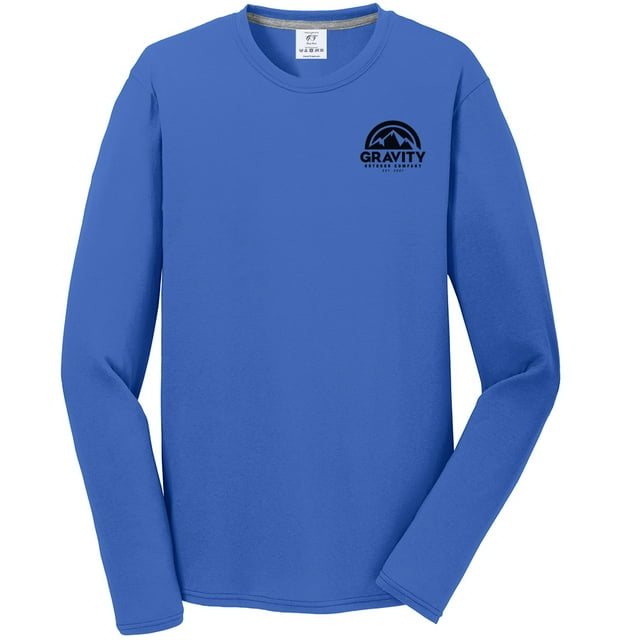 Gravity Outdoor Co. Chemise à Manches Longues Performance - Royal Véritable - Logo Noir - TG