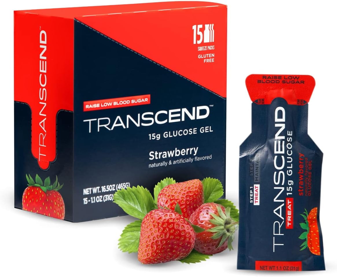 Transcend Glucose Gel Packs Strawberry 15 Pack (1.1oz Each) FSA