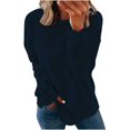 thumbnail image 1 of Chemises de Compression à Manches Longues pour Femmes à Col Rond Uni Plus Sweat-Shirt Oversize Pulls Coupe Ample à la Mode des Hauts Légers pour les Femmes de Grande Taille Gris M, 1 of 3