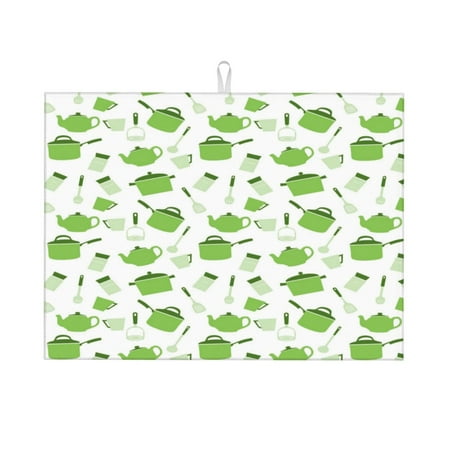 

Tebeau Kitchen Utensiles Cooking Pots Print Dish Drying Mat for Kitchen Counter Dish Drying Pad with Non-slip Rubber Backed Hide Stain Anti Absorbent for Kitchen Counter Drying Mat