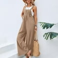 thumbnail image 7 of Letdown Womens Overalls Loose Fit Cotton Linen Bib Overall Wide Leg Jumpsuit Rompers with Pockets, 7 of 7