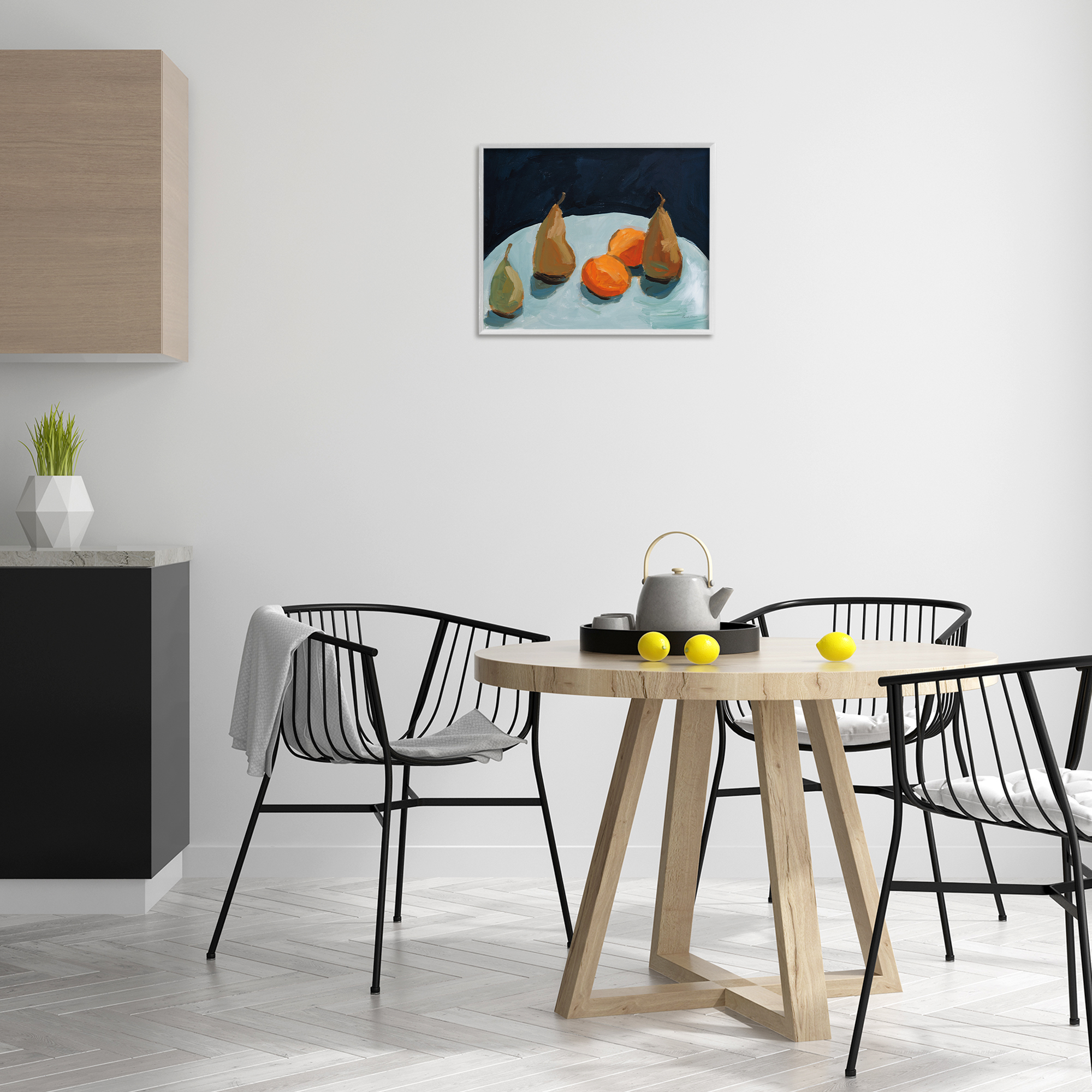 Stupell Industries Pear & Orange Food & Beverage Painting White Framed Art Print Wall Art, 20 x 16