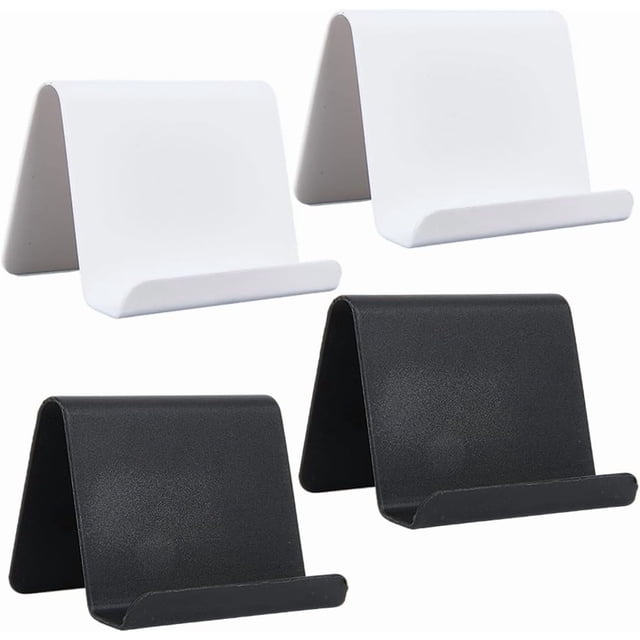 4 portatarjetas de presentación acrílicos de 2 colores, negro y blanco, portátiles, versátiles, para tarjetas de presentación, organizador de teléfono, para conferencias y escritorios.