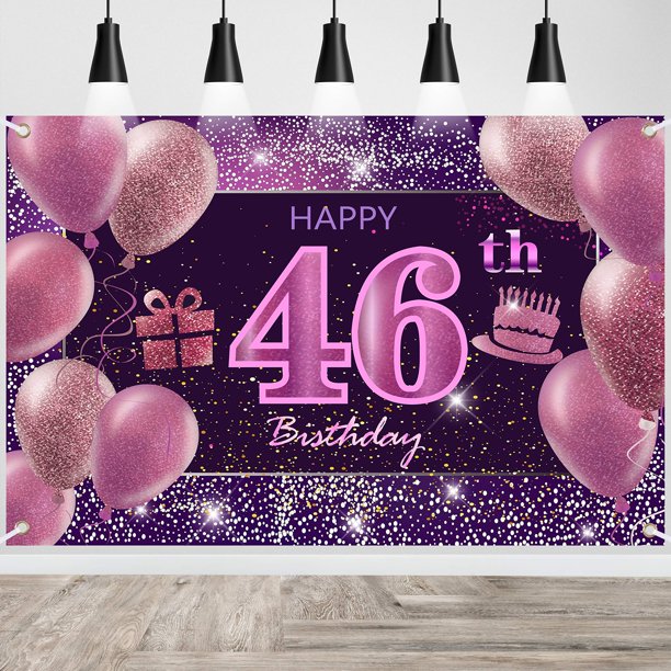 Decoraciones De Cumpleaños Número 46 Para Niñas, Cartel De Feliz Cumpleaños Imisi, Decoraciones Rosas Para Una Fiesta De Cumpleaños, Telón De Fondo Para Mujeres