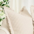 thumbnail image 3 of SUSIELADY Boho Throw Pillow Covers 18x18 Inch Set of 2, Decorative Striped Cushion Covers with Fringe, Farmhouse Cotton Pillow Covers for Couch Sofa Bed Living Room Decor, Khaki, 3 of 7