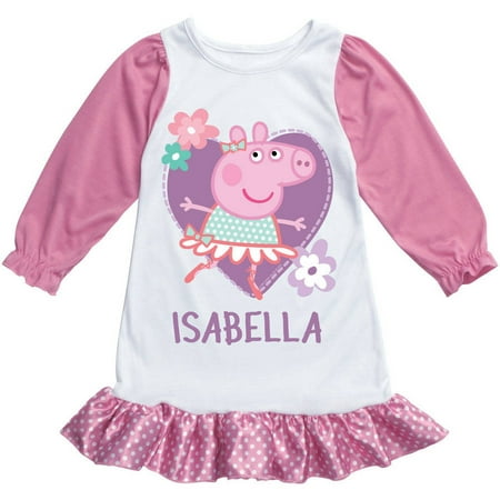 Personalized Peppa Pig Girl&amp;#39;s Pink Nightgown