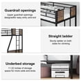 thumbnail image 4 of Twin Over Full Bunk Beds with Trundle, Metal Bunk Bed Frame with Safety Guardrail and 2 Ladders, Sturdy Construction No Box Spring Needed, for Bedroom, Brown, 4 of 10