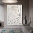 thumbnail image 2 of Pintura al óleo hecha a mano de gran tamaño sobre lienzo, minimalista, líneas blancas y negras, fondo abstracto para sofá, arte de pared, Mural de agitación para el hogar, 2 of 4
