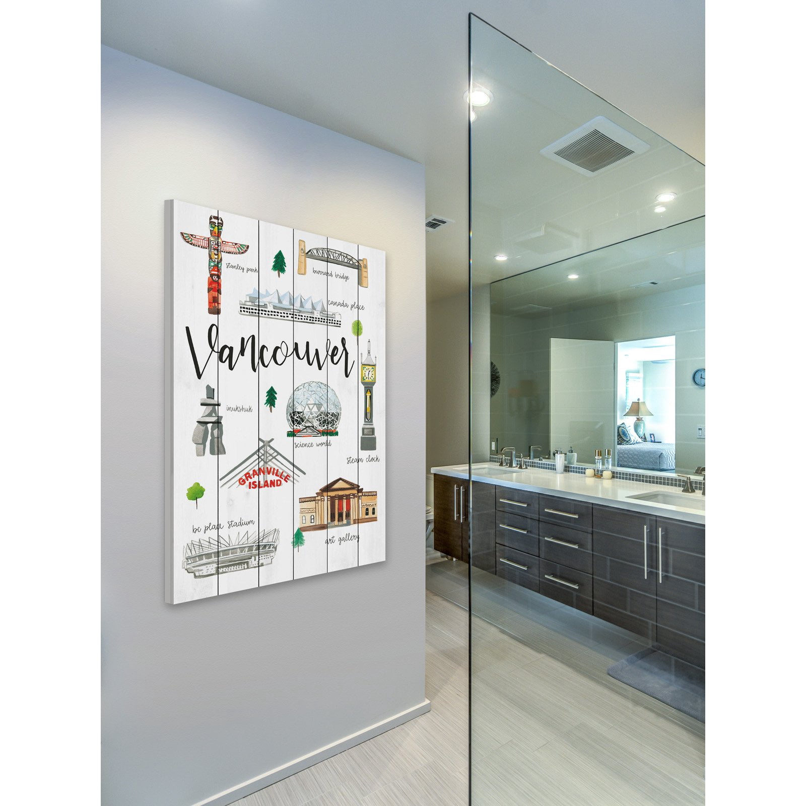 Marmont Hill "Vancouver Life" By Molly Rosner Painting Art Print On White Wood, 30.0" x 1.5"