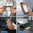 thumbnail image 4 of Dteck Magnetic PU Leather Case for iPhone 16E (2025), Compatible with MagSafe Accessory, Detachable Wallet RFID Blocking Card Holder Ring Stand Shockproof Protective Phone Case, Brown, 4 of 9