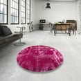 thumbnail image 3 of Ahgly Company Indoor Round Abstract Raspberry Red Persian Area Rugs, 5' Round, 3 of 6
