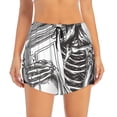 thumbnail image 2 of Gukieu Skeleton Book Lover Print Women's Sports Shorts with Drawstring Elastic Waistband for Running, Yoga, Fitness-X-Large, 2 of 7