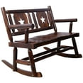 thumbnail image 4 of Outdoor Wood Rocking Bench: Rustic Brown Double Rocker for 2 with Ample Curved Seat, 4 of 12