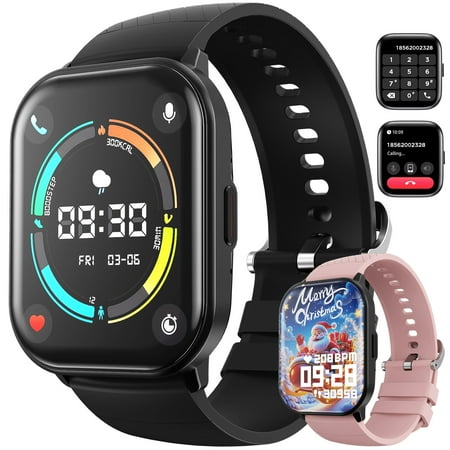 AUOSHI Smart Watch for Android & iPhone (Bluetooth Answer/Make Calls), 2.01 inch IP67 Waterproof Tracking Fitness, Sleep Monitor/Pedometer/Calories,Multiple Sports Modes
