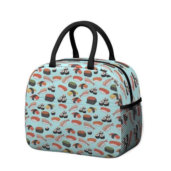 Lunch Bag Lunch Box for Women Reusable Insulated Lunch Bags,Water-Resistant Sushi Print Cooler Lunch Tote Bag, Large Capacity for Work Travel Picnic