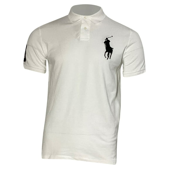 Polo Ralph Lauren Big Pony Custom Slim Fit Mesh Polo Shirt in White Cotton