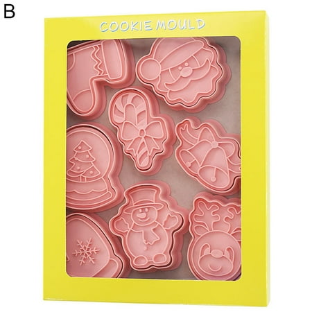 

8Pcs/Set Cookies Mold Xmas Elements Design Non-Stick Plastic Santa Gloves Biscuits Mould Cooking Tools Brown Plastic