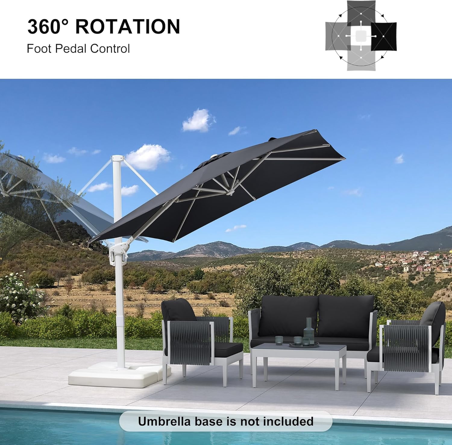2 seater patio set with umbrella Double Swing Glider Chair with Center Table Sale, Price & Reviews
